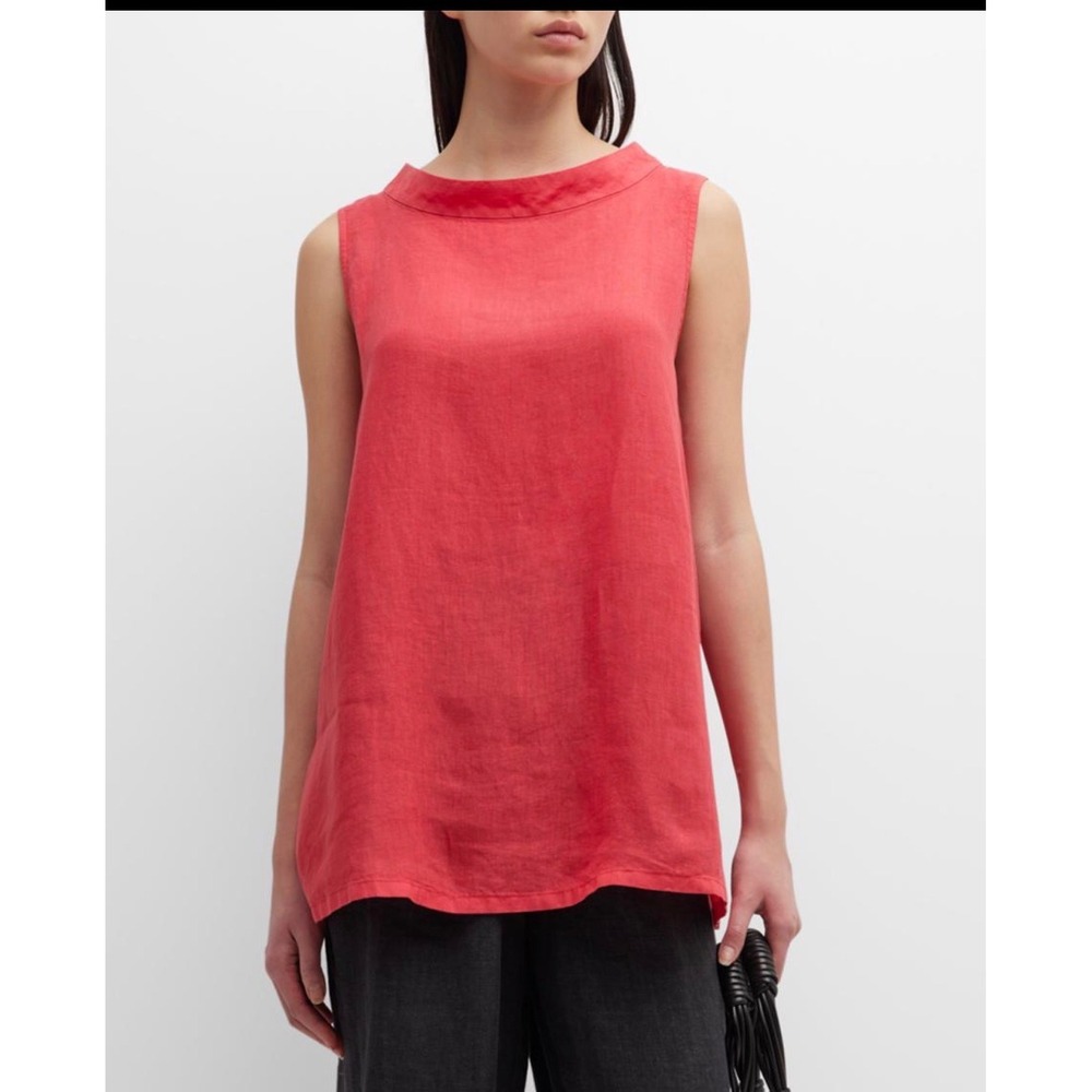 Eileen Fisher Handkerchief Linen Mock Neck Tunic top pink XL NWT
Lagenlook